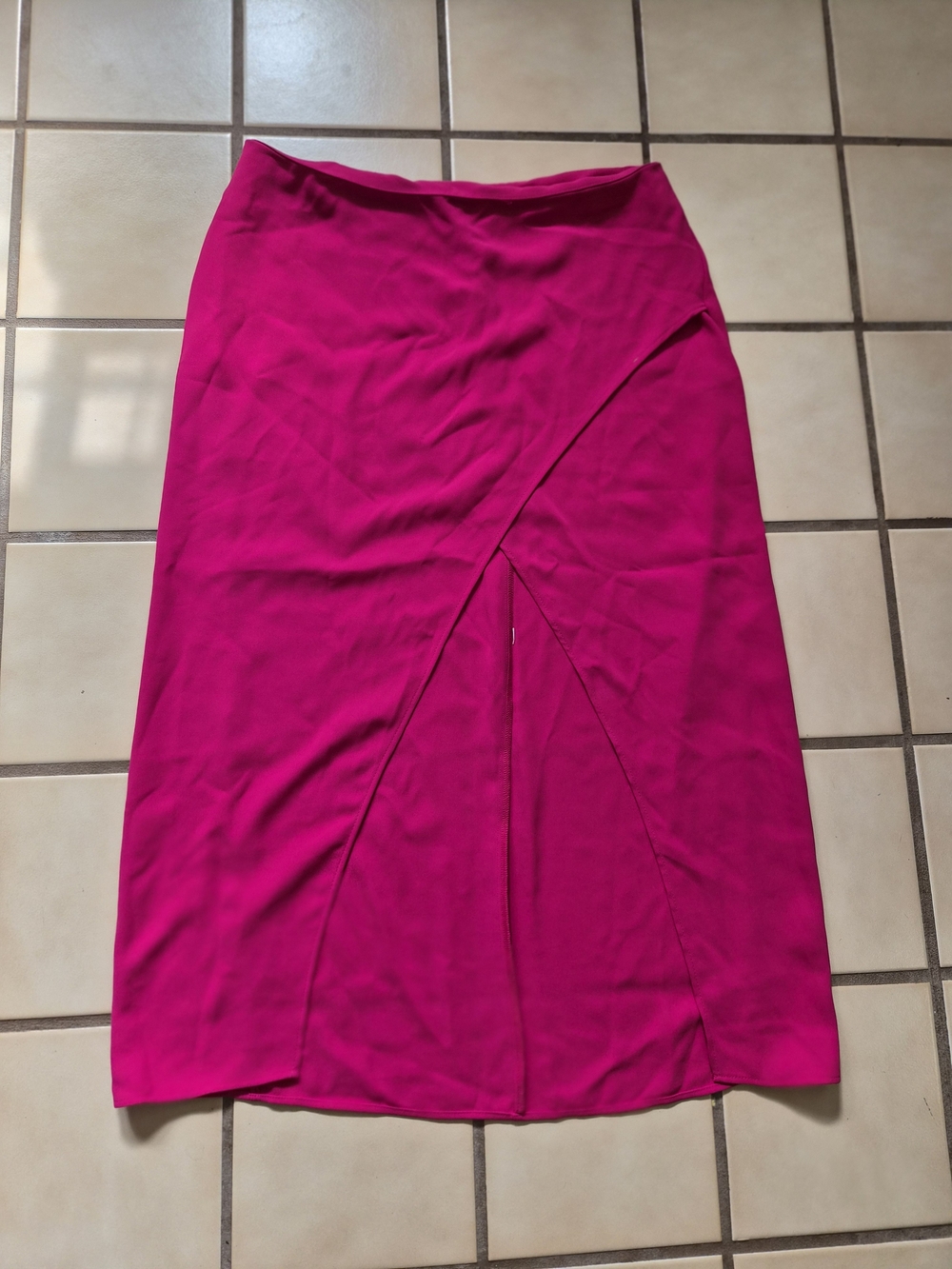 Zara Hot Pink Wrap-Front Midi Skirt